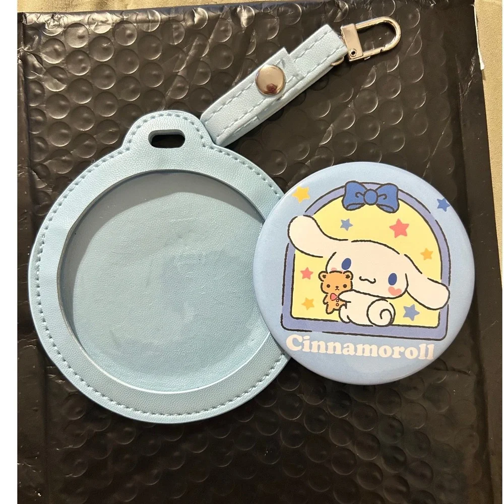 Sanrio Cinnamoroll Light Blue Faux Leather Round Bag Charm and Pin Set Kawaii